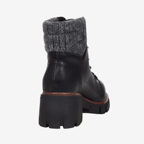NWOT MIA 'Catalin' Vegan Leather Knit Cuff Lace Up Ankle Boots in Black Sz. 8 - Picture 4 of 15